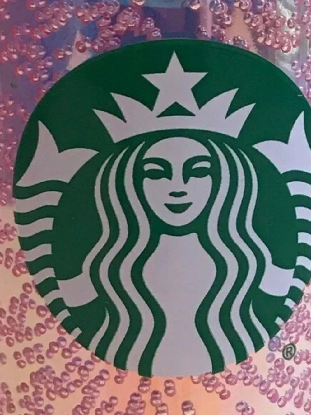 NEW Starbucks Travel Tumbler Cup Pink Bubbles Metallic Screw Top Lid